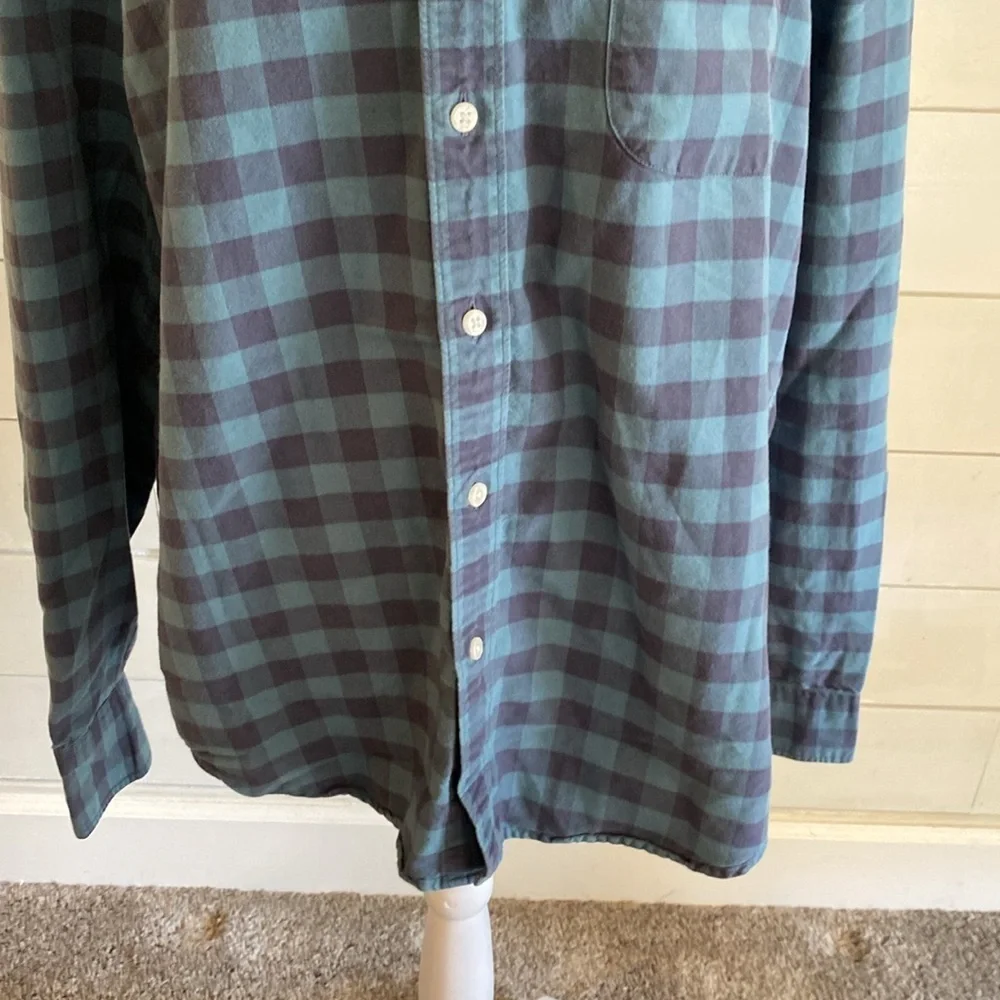 J. Crew Slim All Cotton Oxford. Size L. Blue plaid. Button-down. Vintage.